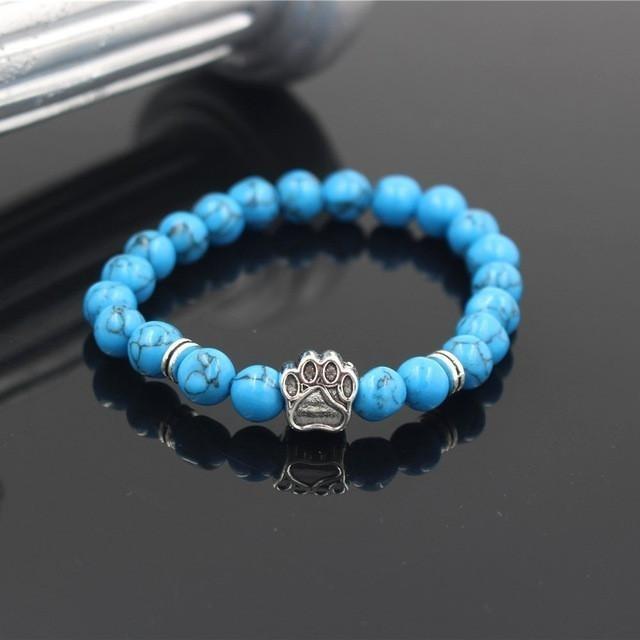 Lava Stone Paw Print Heart Bracelet
