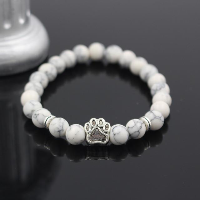 Lava Stone Paw Print Heart Bracelet