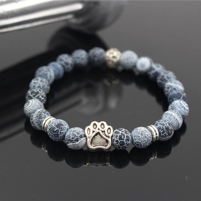Lava Stone Paw Print Heart Bracelet