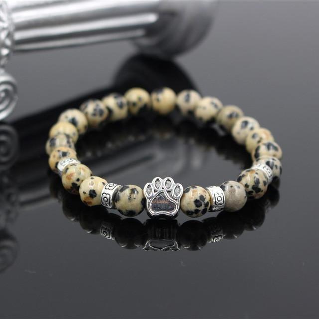 Lava Stone Paw Print Heart Bracelet