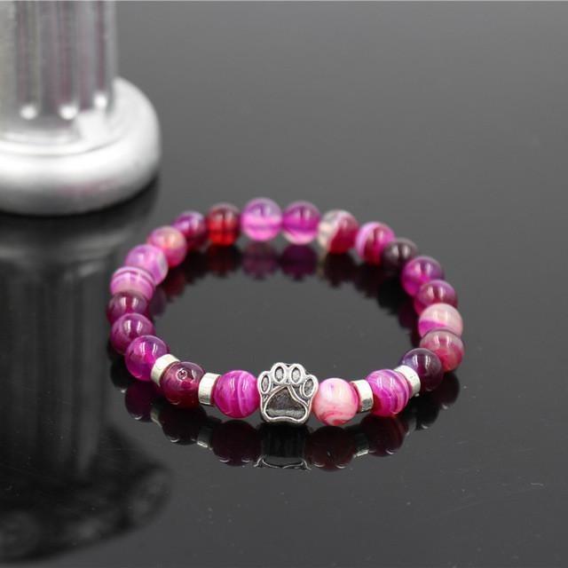 Lava Stone Paw Print Heart Bracelet