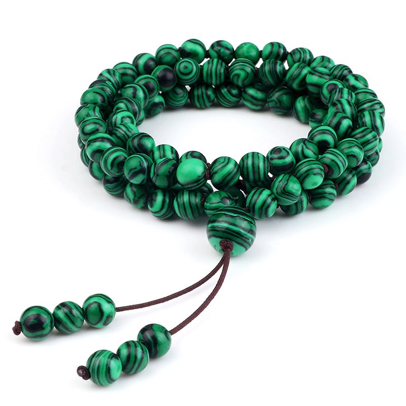 A Meaningful Statement He Carries With Him - Natural Stone Malachite Beaded Necklace
