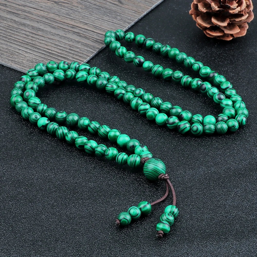 A Meaningful Statement He Carries With Him - Natural Stone Malachite Beaded Necklace