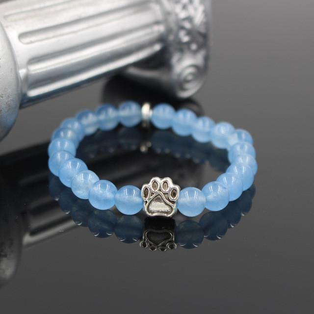 Lava Stone Paw Print Heart Bracelet