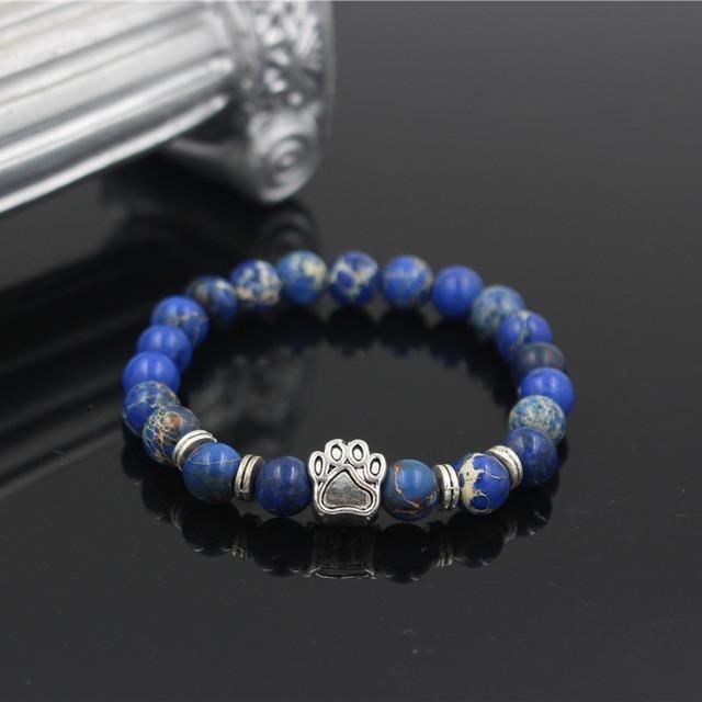 Lava Stone Paw Print Heart Bracelet