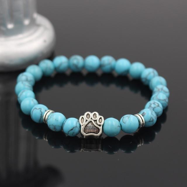 Lava Stone Paw Print Heart Bracelet