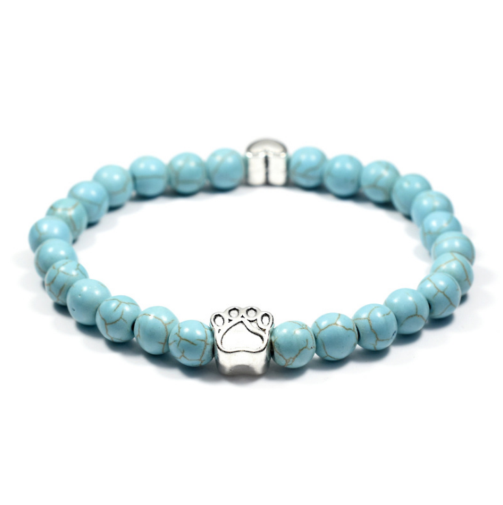 Lava Stone Paw Print Heart Bracelet