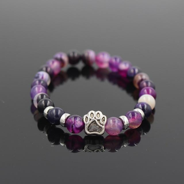 Lava Stone Paw Print Heart Bracelet