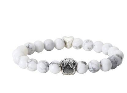 Lava Stone Paw Print Heart Bracelet
