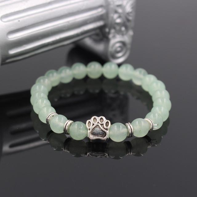 Lava Stone Paw Print Heart Bracelet