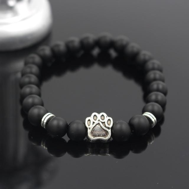 Lava Stone Paw Print Heart Bracelet